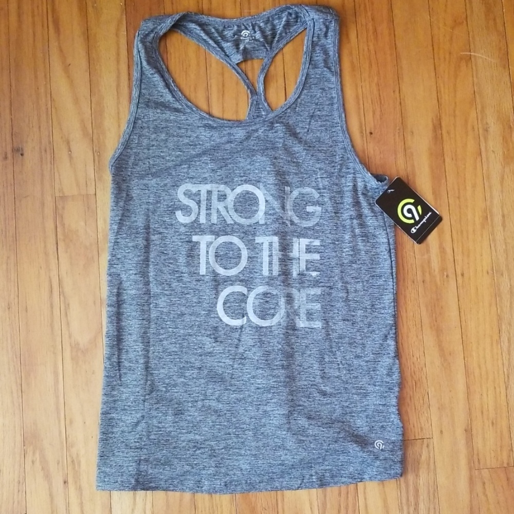 Champion Gray Racerback Tank Top - 'Strong To The Core'